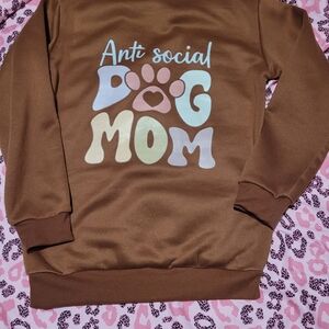 Brown 'Anti Social Dog Mom' Sweatshirt